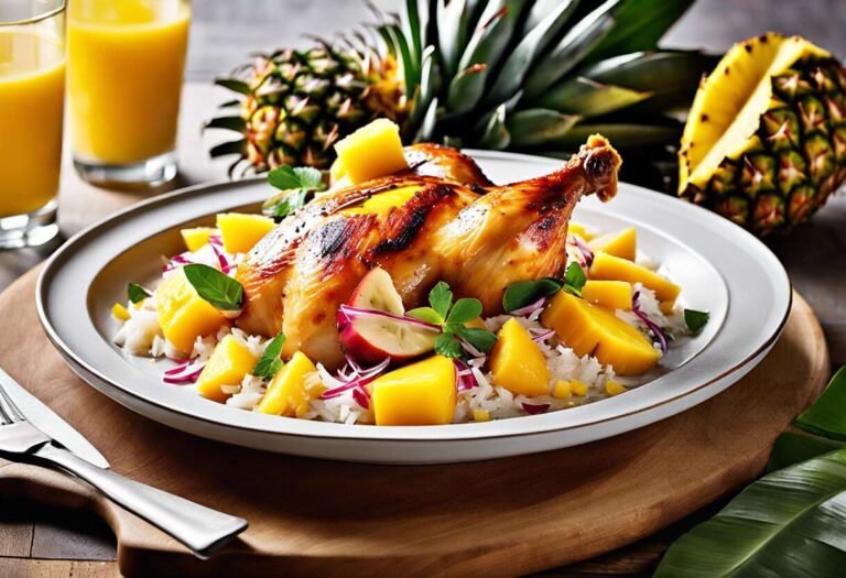 assiette coloree de plats exotiques