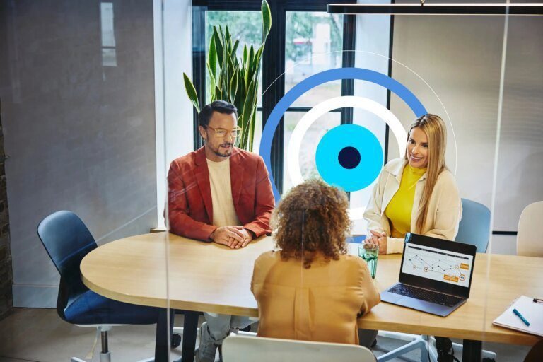 bureau randstad avec professionnels en action