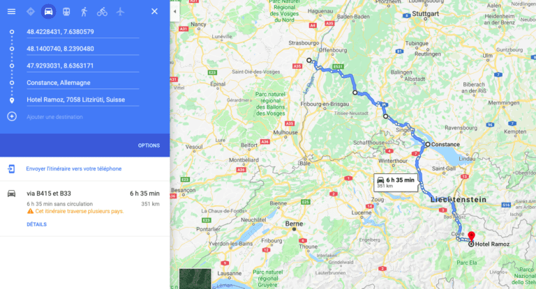 Quelle est la méthode pour calculer la distance entre deux villes sur Google Maps 27 capture decran de google maps avec itineraire