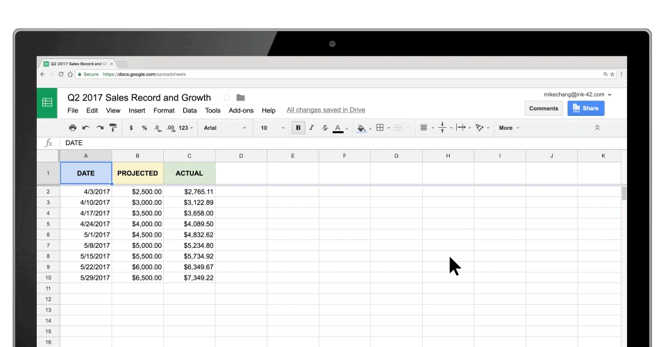 Comment trier vos données par ordre alphabétique dans Google Sheets 1 capture decran de google sheets en action