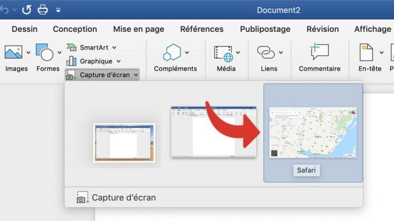 capture decran dun en tete dans word