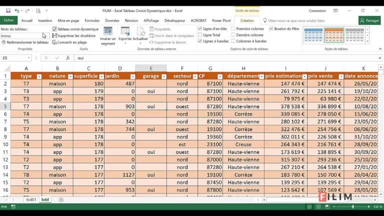 capture decran dun tableau croise dynamique excel