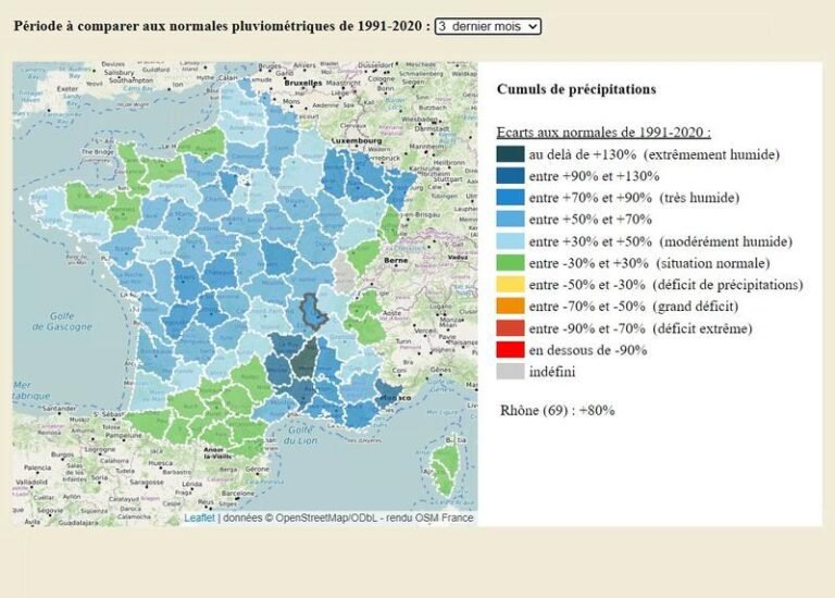 carte de france avec temperatures mensuelles