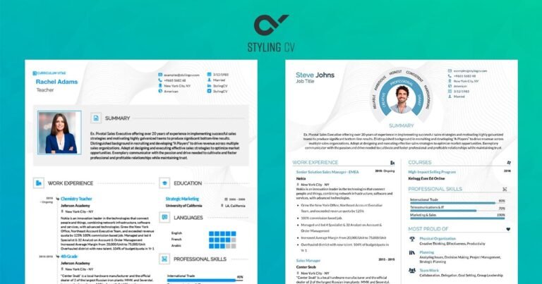 comparaison visuelle de cv sur deux pages