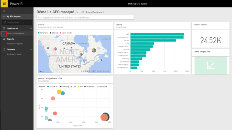 ecran partage de power bi et excel