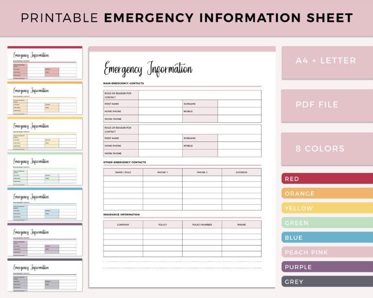 Comment imprimer une fiche d'urgence pour votre nounou 4 fiche durgence coloree sur une table