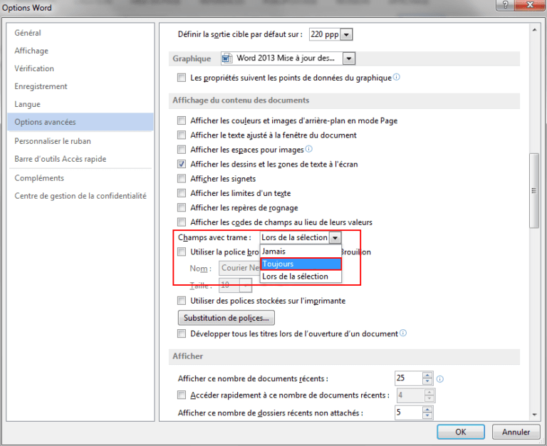 icone de mise a jour dans word 1