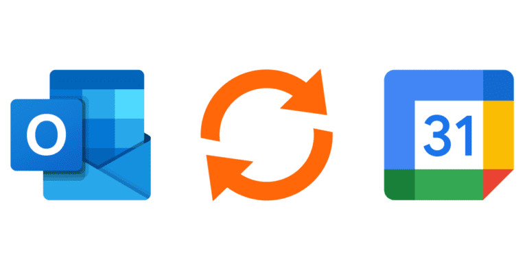 icone doutlook avec symbole de synchronisation
