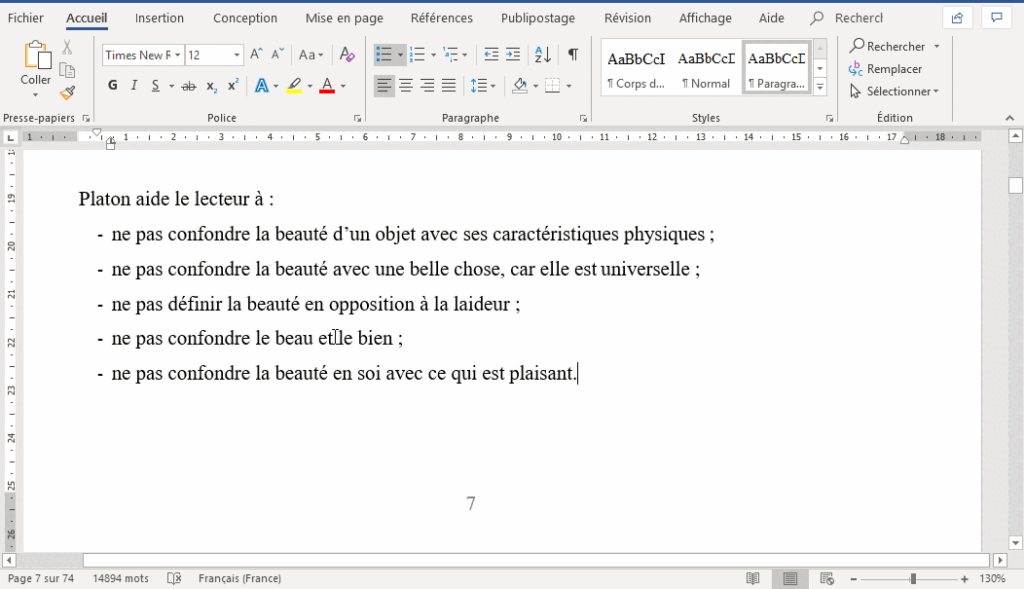 icone word avec une note de bas de page