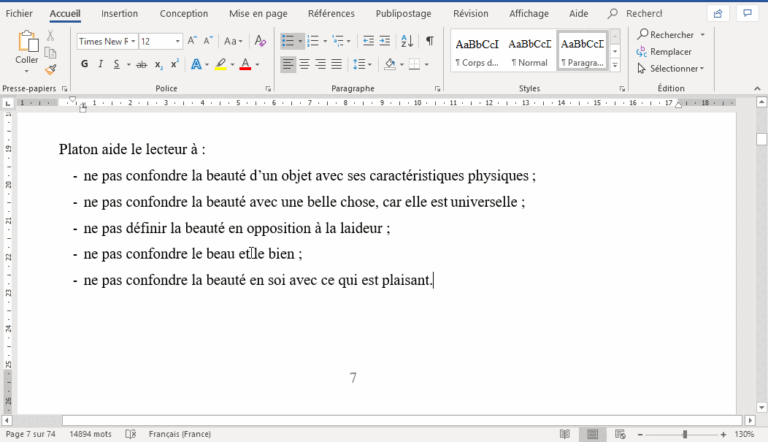 icone word avec une note de bas de page