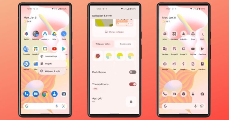 icones de smartphone sur fond colore