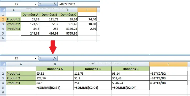 illustration dune feuille excel avec formules