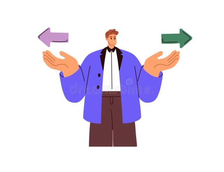 illustration dune personne hesitant entre deux choix