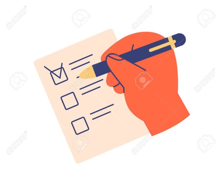 main cochant une case sur un document