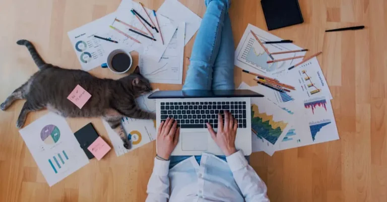 personne travaillant a domicile sur un ordinateur