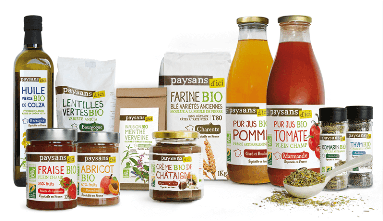 produits equitables sur un marche colore