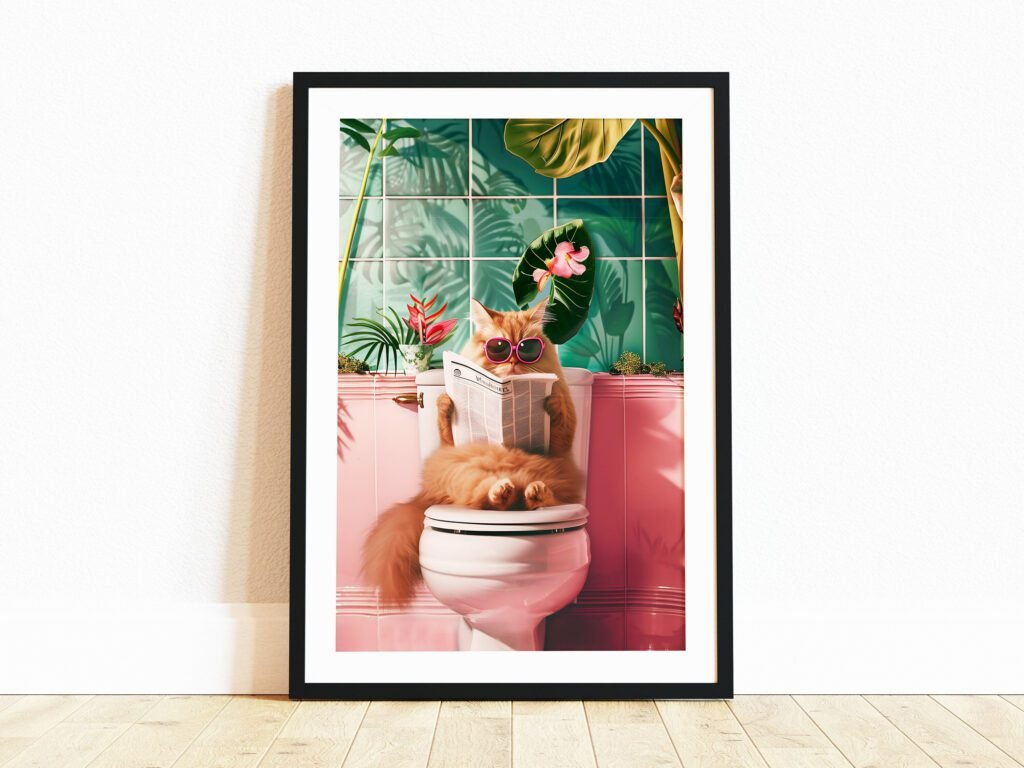 toilettes avec affiches humoristiques colorees