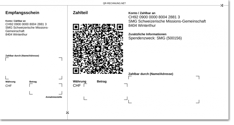 un bulletin de versement avec qr code