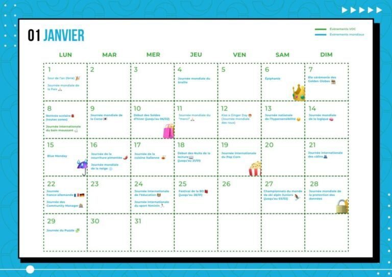 un calendrier avec des dates marquantes