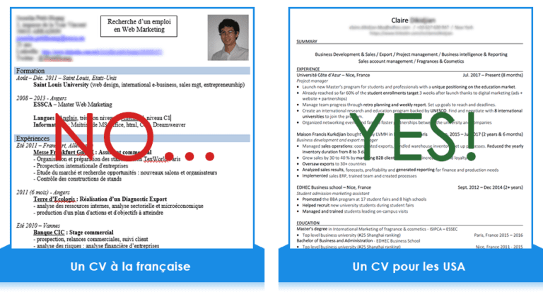 un cv americain bien structure et professionnel