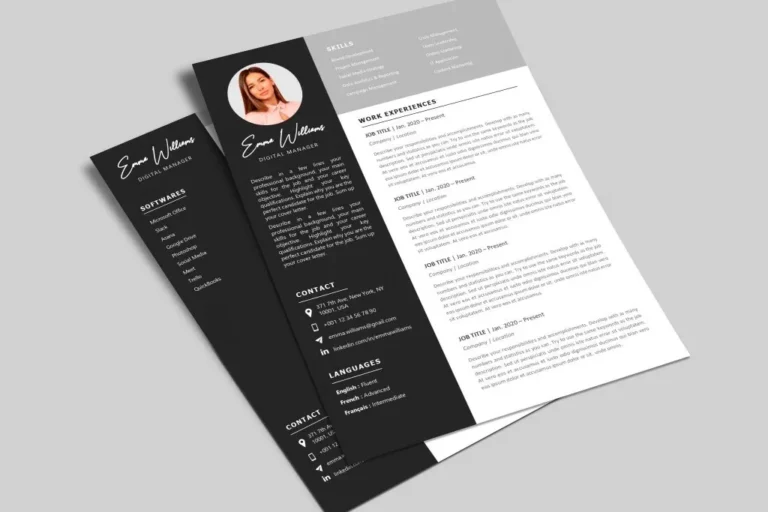 un cv elegant et structure en deux pages