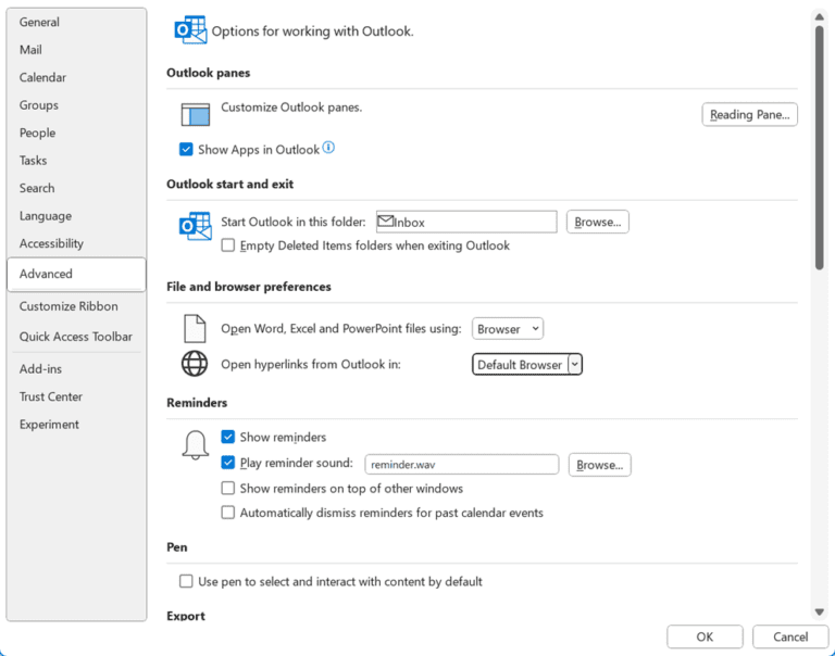un ecran doutlook avec une option de recuperation