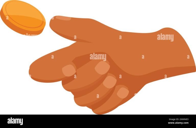 une main lancant une piece en lair