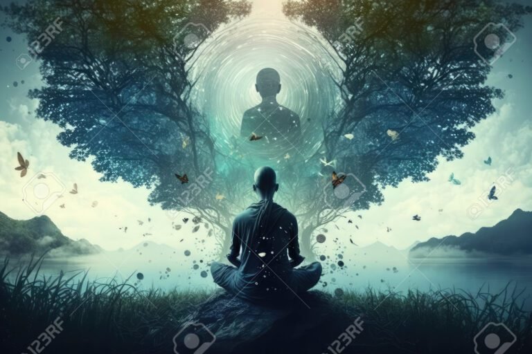 une personne meditant dans un environnement paisible