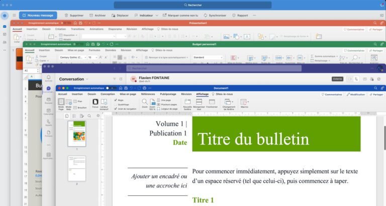 une personne utilisant word et excel sur mac