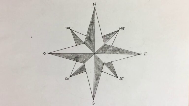 Comment réaliser facilement une rose des vents étape par étape 44 une rose des vents dessinee sur du papier
