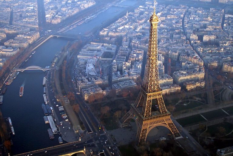 vue aerienne de la tour eiffel